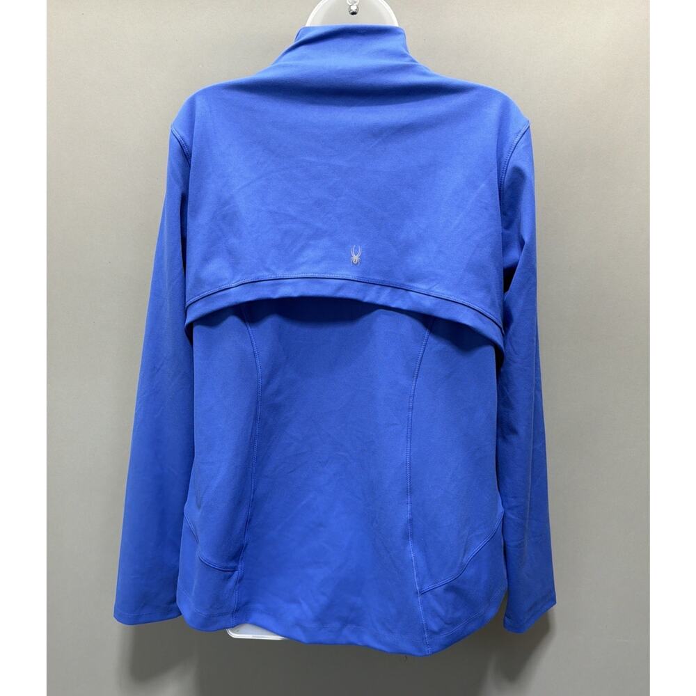 Spyder Active Jacket Women XL Blue Zip Up Activewear Outdoor Pockets Thumb Holes - Picture 2 of 8